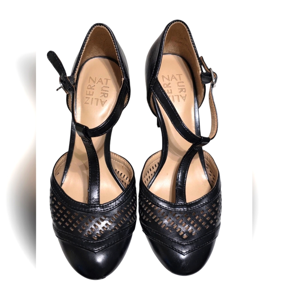 COPY - Naturalizer Black T-Strap Heels with Medium Heel